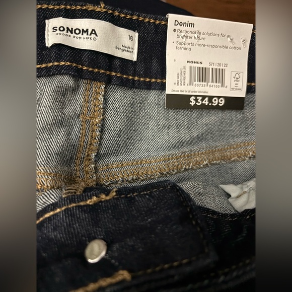 New Kohls Sonoma High rise Wide Leg Jeans stretch women’s size 16 - Picture 3 of 8